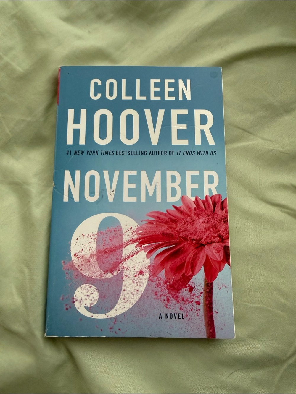 November 9 Paperback Book - Blue Cover with Pink Flower